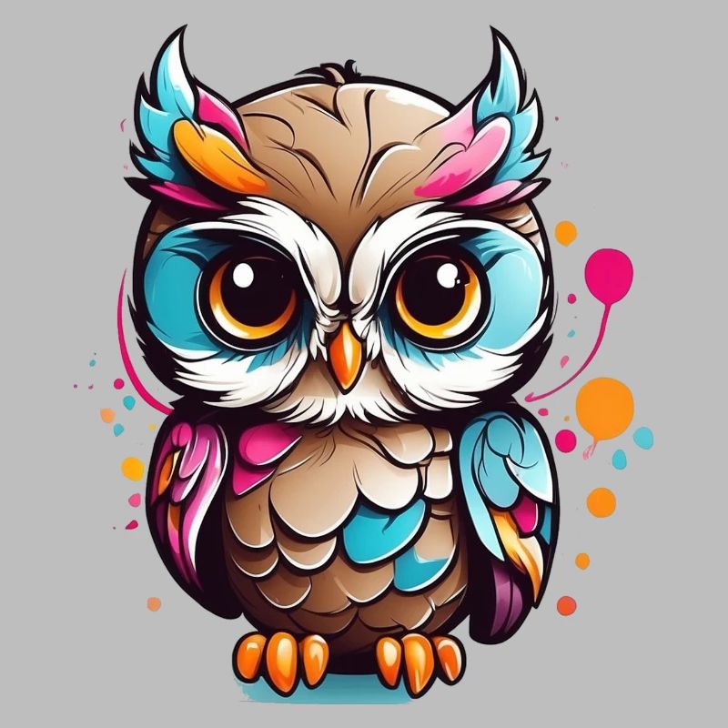 Bunte Eulenfigur im Pop Art Stil