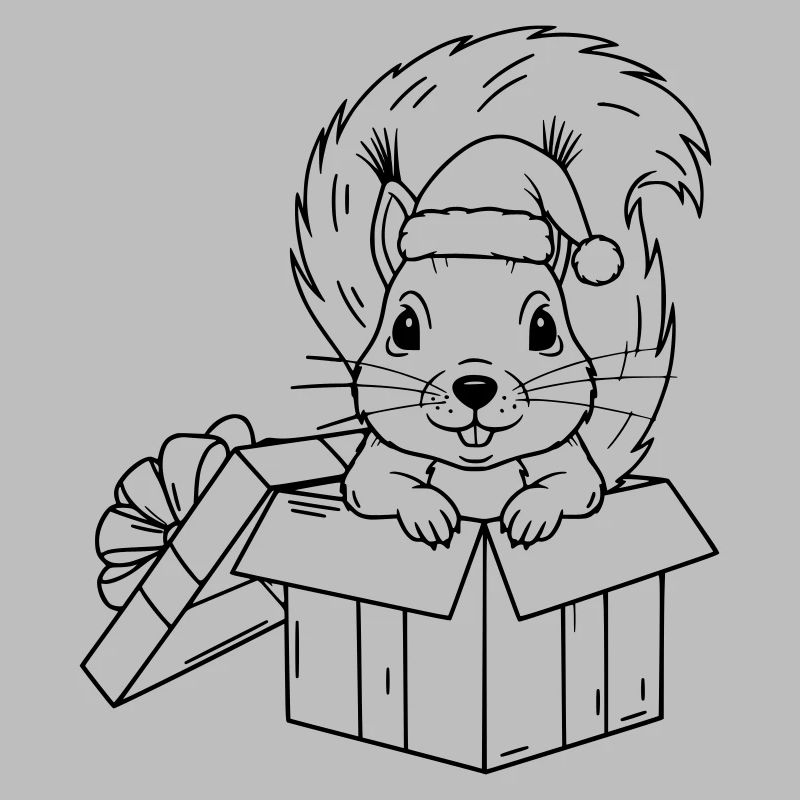 Süßes Weihnachts-Eichhörnchen in Geschenkbox