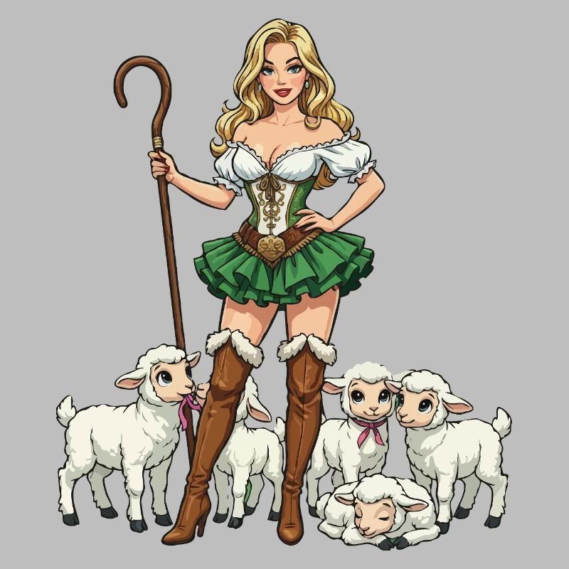 Dirndl Hirtin und Lämmer