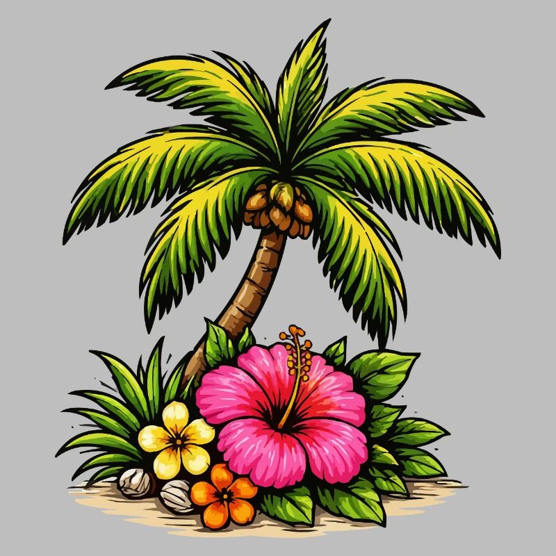 Tropical Island Hibiscus Pattern