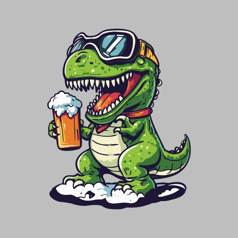 Dinosaur T-Rex Après Ski Beer Comic