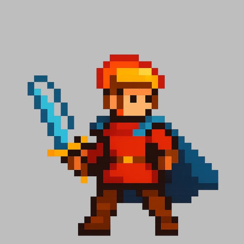 Chevalier Pixel avec épée et cape