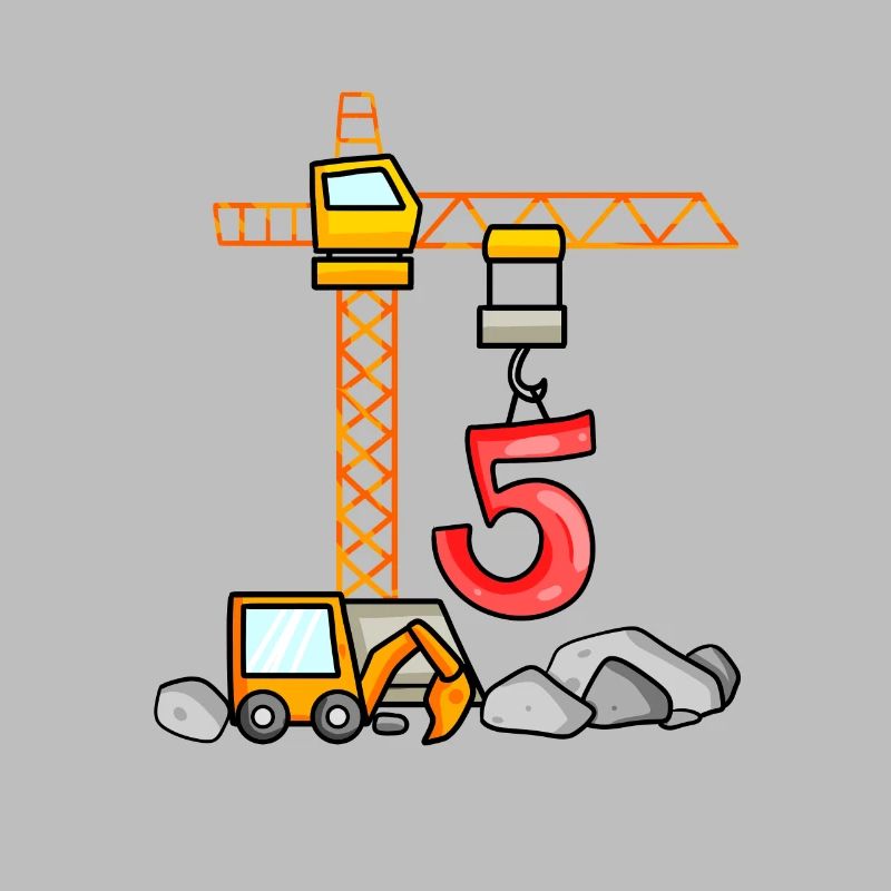 5. Geburtstag 5 Jahre Kran Baustelle Bagger Junge