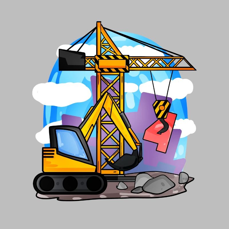 4. Geburtstag 4 Jahre Kran Baustelle Bagger Junge