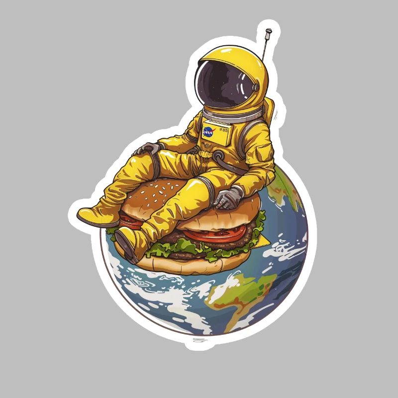 Astronaute doré sur Burger – Design alimentaire spatial