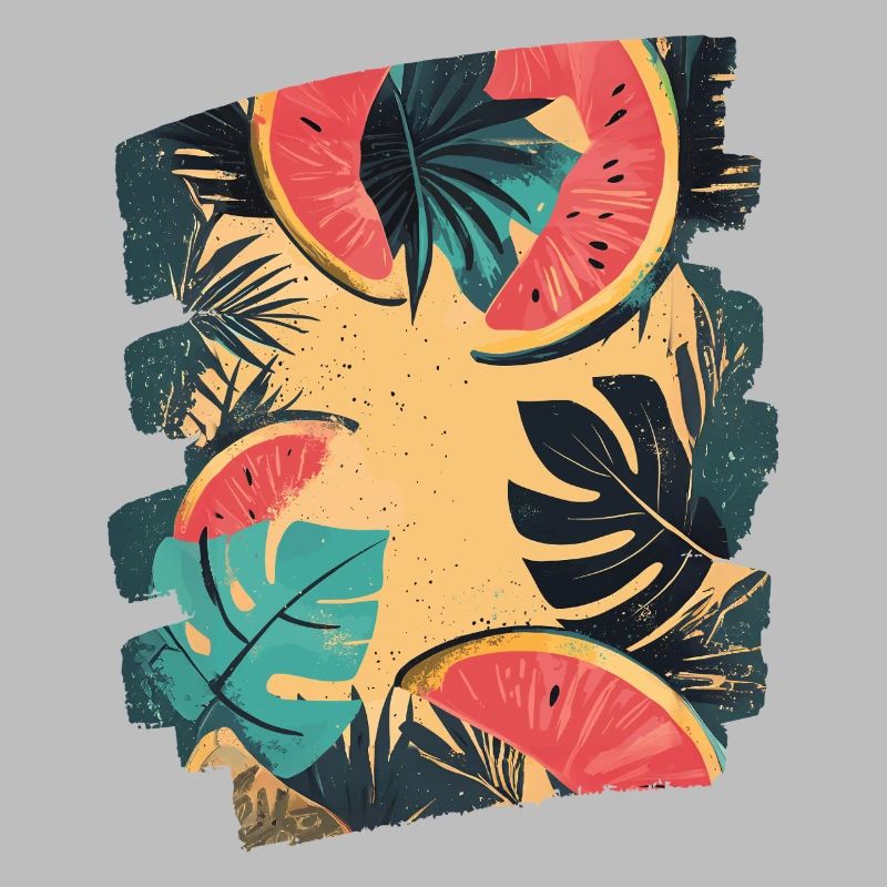 Pastèque d’été et palmiers