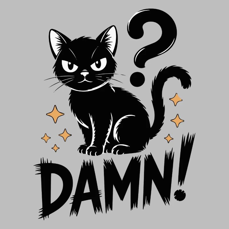 Chat noir mystique avec point d'interrogation