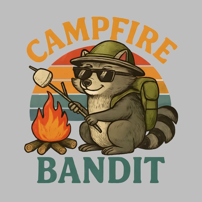  Campfire Bandit – Retro Waschbär mit Marshmallows