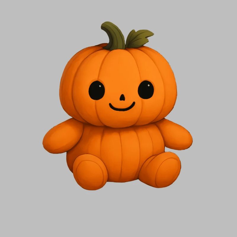 Cute pumpkin teddy bear friendly face