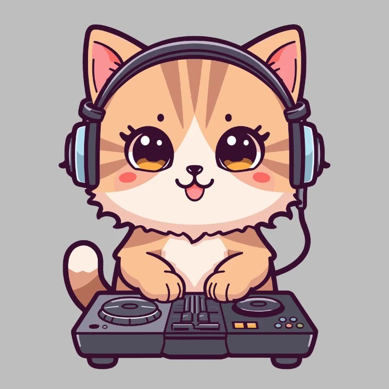 Chat comme DJ avec des écouteurs