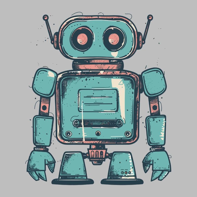 Dessin de robot sarcelle rétro