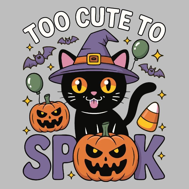 Trop mignon pour être effrayé - Chat sorcière mignon