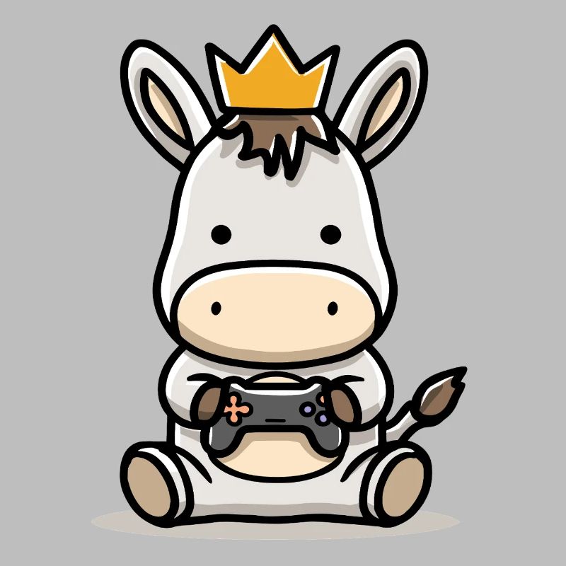 Gamer Esel mit controller Krone