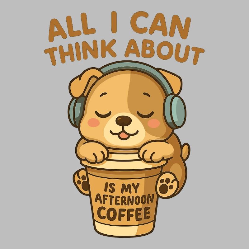 Le chien mignon adore le café de l’après-midi