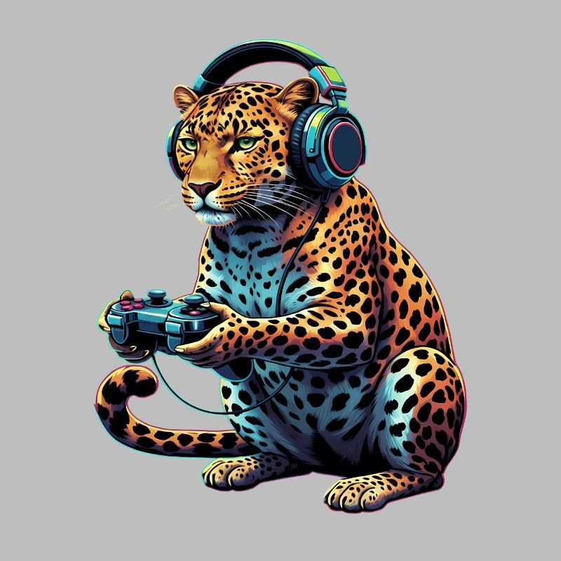 Leopard Gaming Tier Videospiele Lustiger Leopard