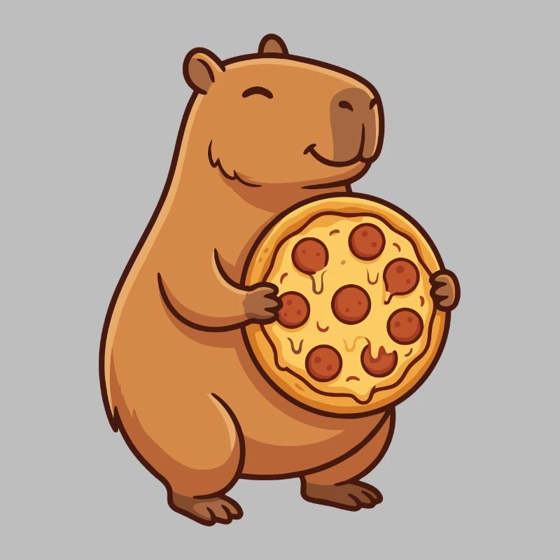 Capybara with pizza