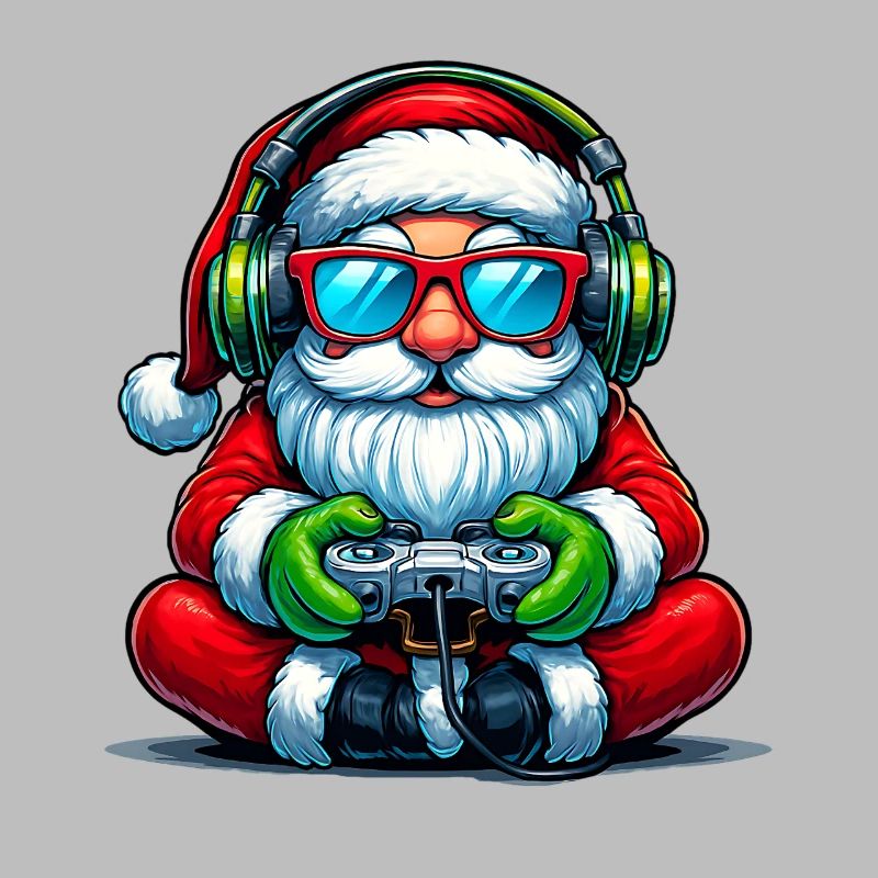 Gamer Santa Claus Playing Video Game Controller