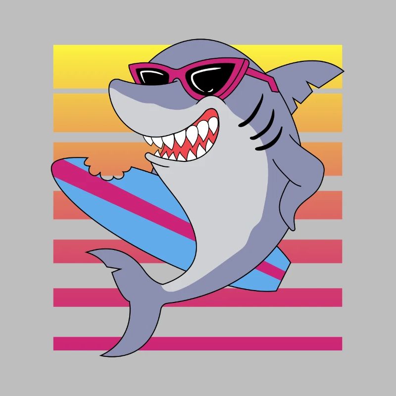 Requin surfeur rétro avec lunettes de soleil graphique