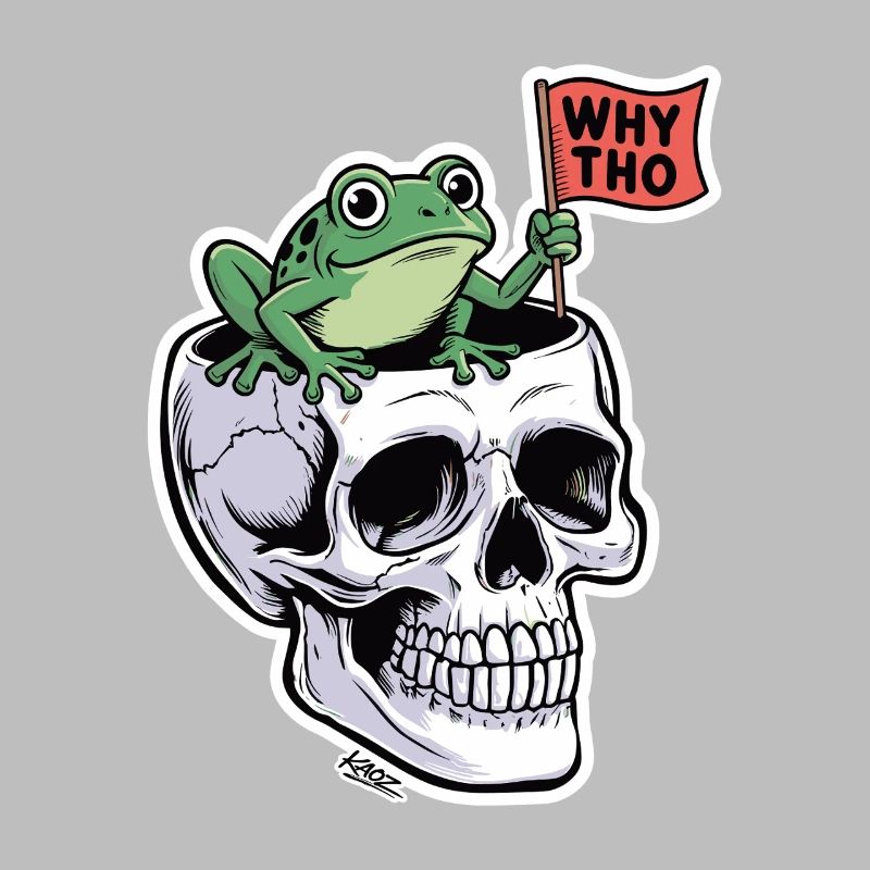 Frosch auf Schädel: Why Tho-Aufkleber