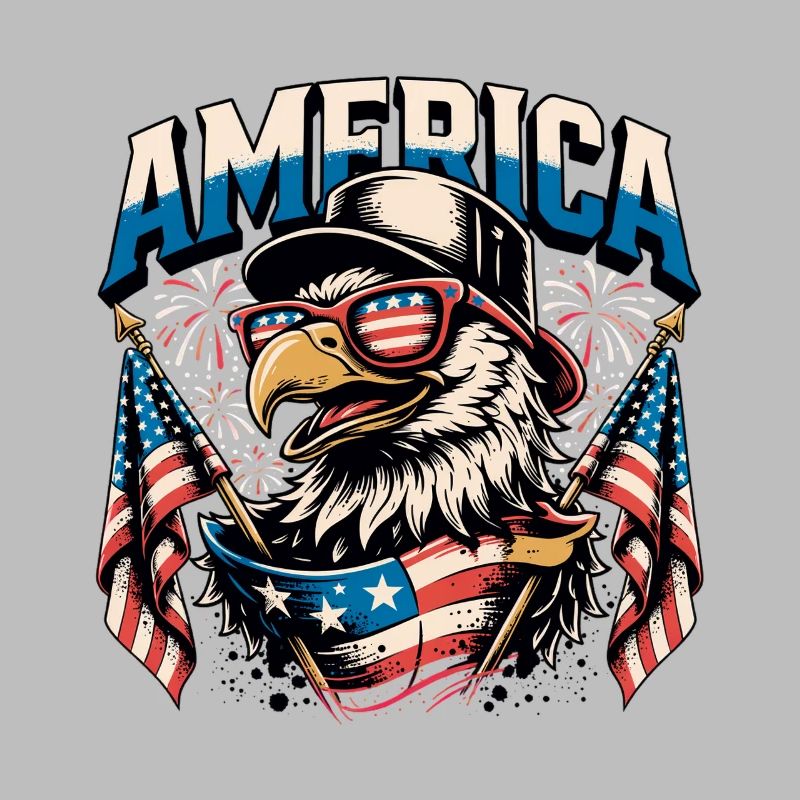Patriotic Eagle with Flags