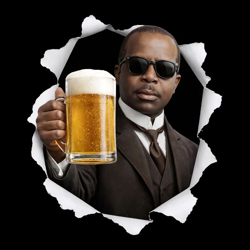 Scott Joplin with sunglasses and beer