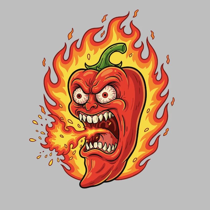 Flame Pepperoni Angry Face
