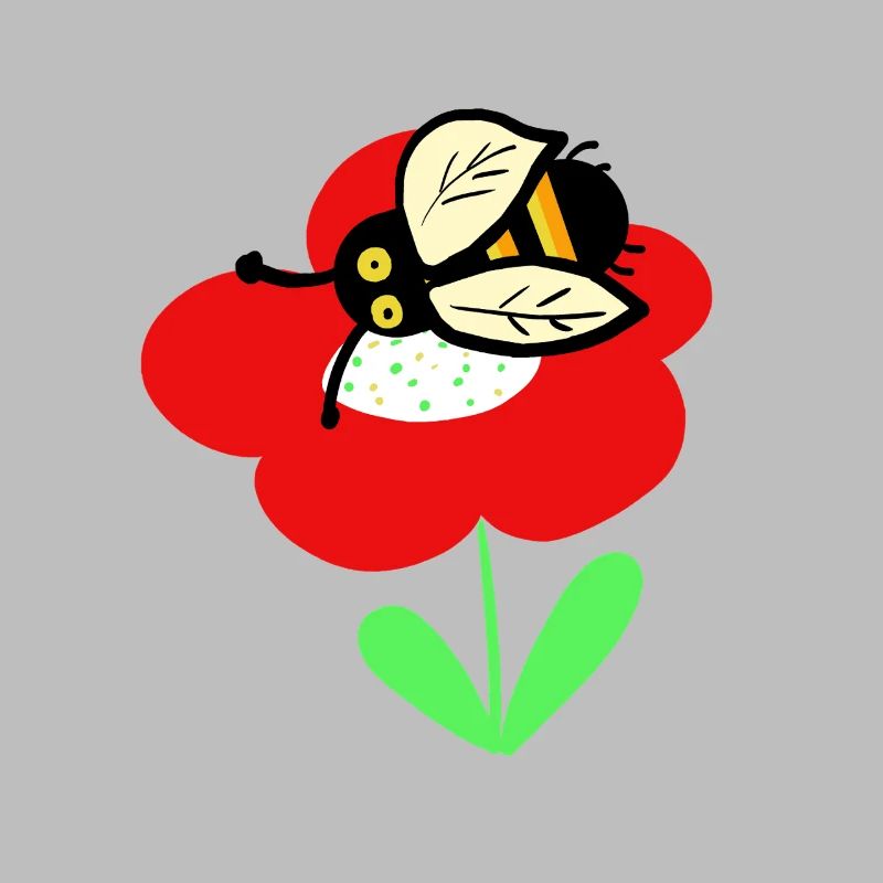 Rote Blume mit putzigen Bienchen