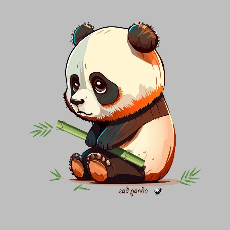 Trauriger Panda mit Bambus Sad Panda