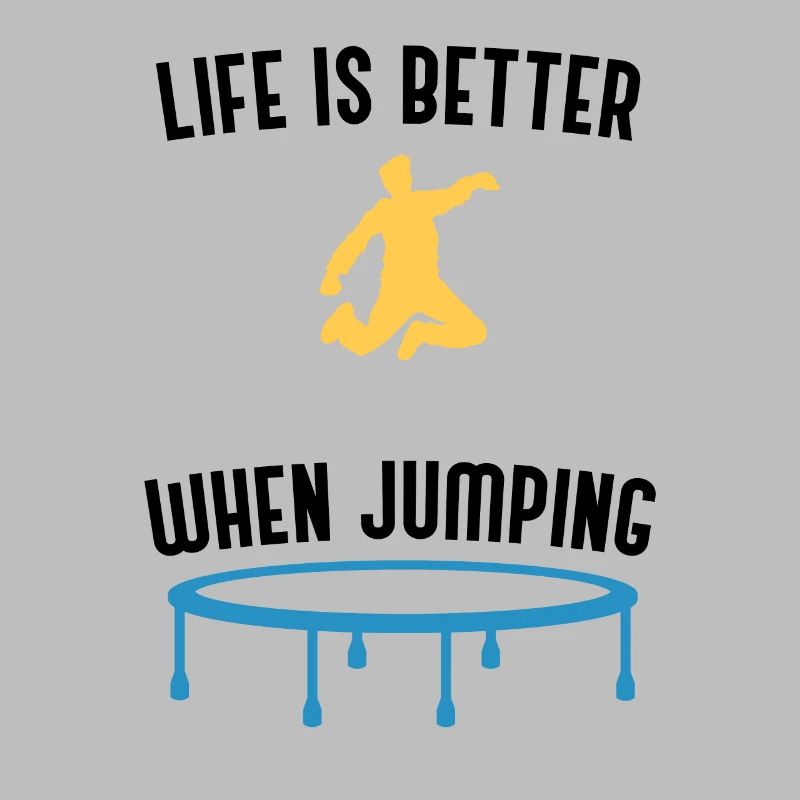Ironisches Zitat Leben mit springendem Trampolin