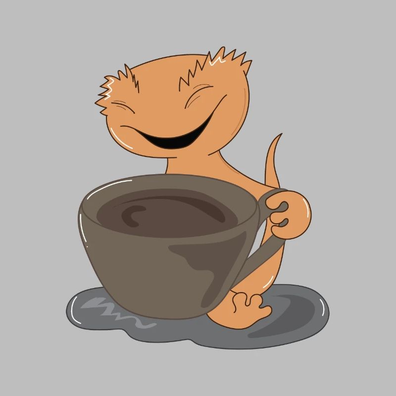 Crested Gecko Coffee Cute Lizard Lazy Office