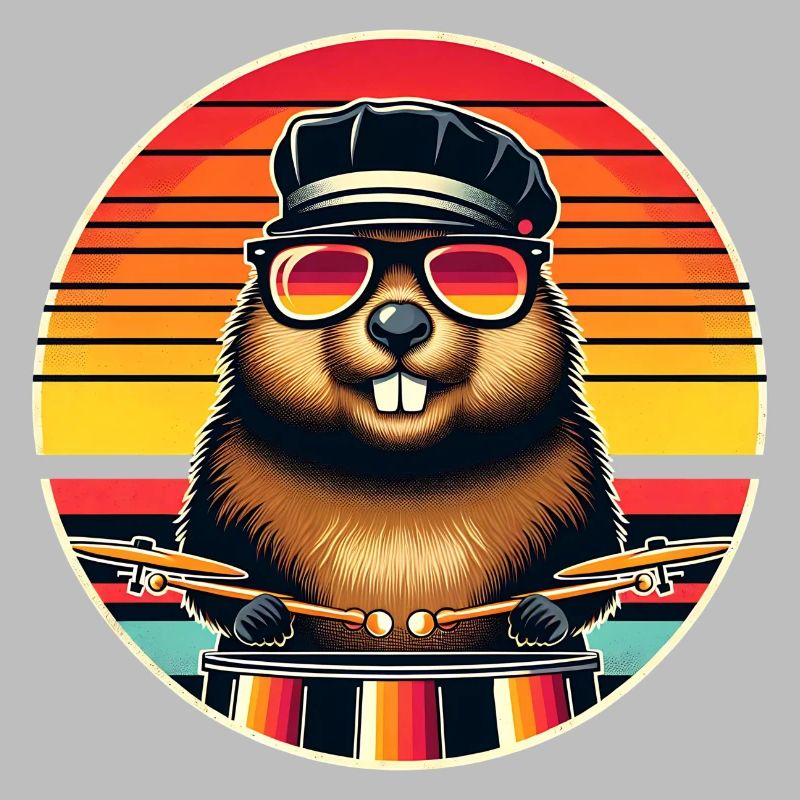 Retro Biber Drummer Mit Drumsticks