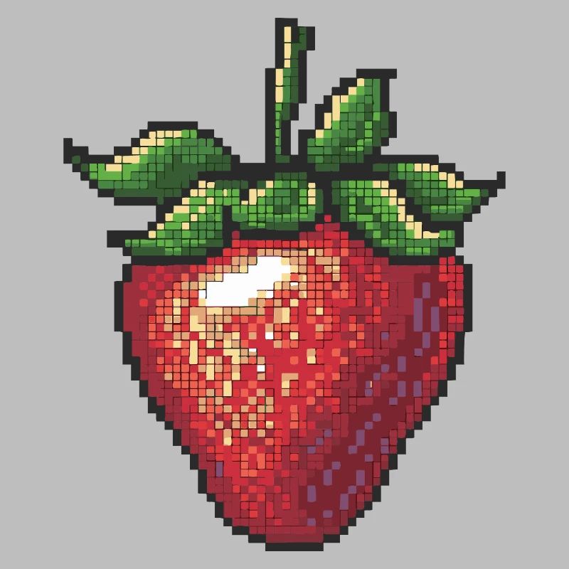 Erdbeere im Pixelstil