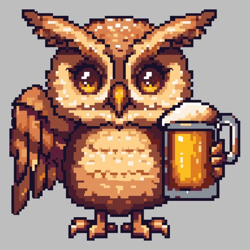 Eule Bier Pixel