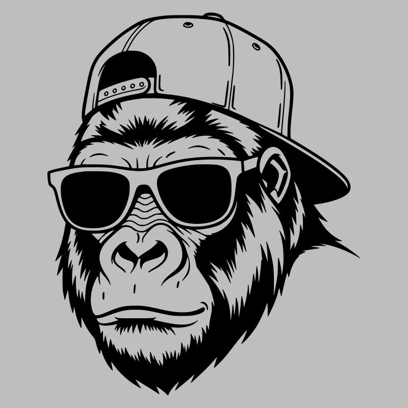 Cool gorilla with cap and sunglasses