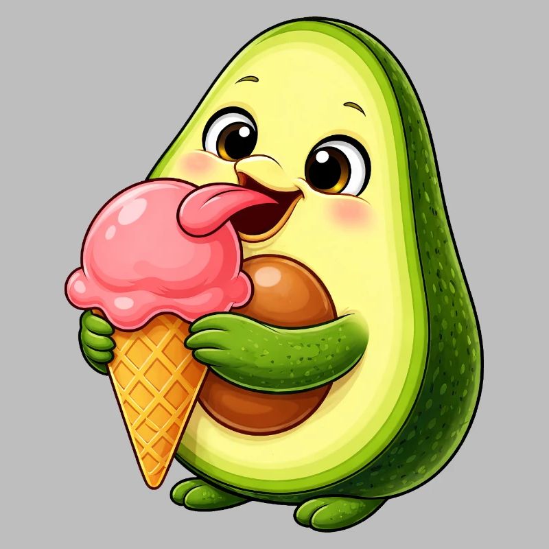 Dessin animé Avocat sucré avec glace