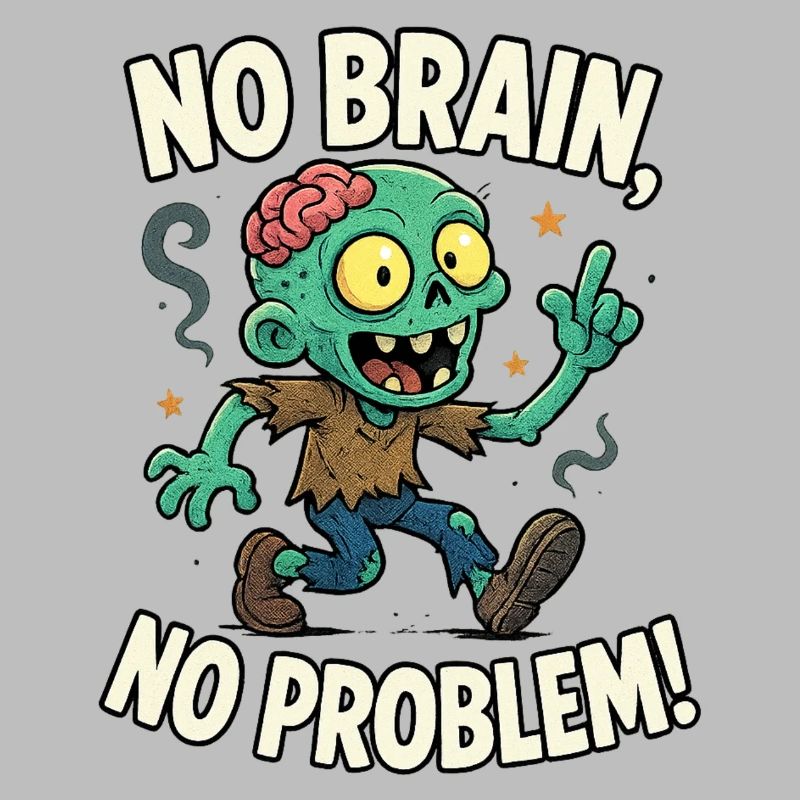 No Brain No Problem Zombie Tee
