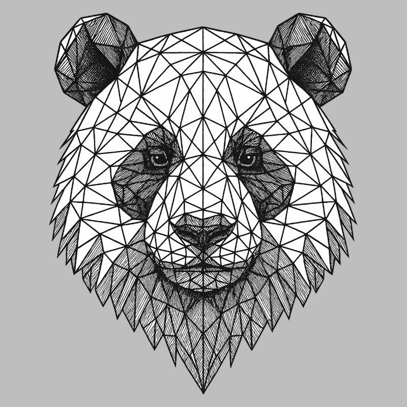 Geometric Panda Grid Art