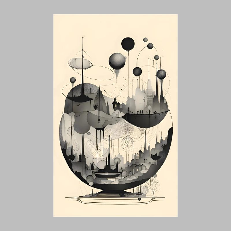 Abstract spherical geometry city
