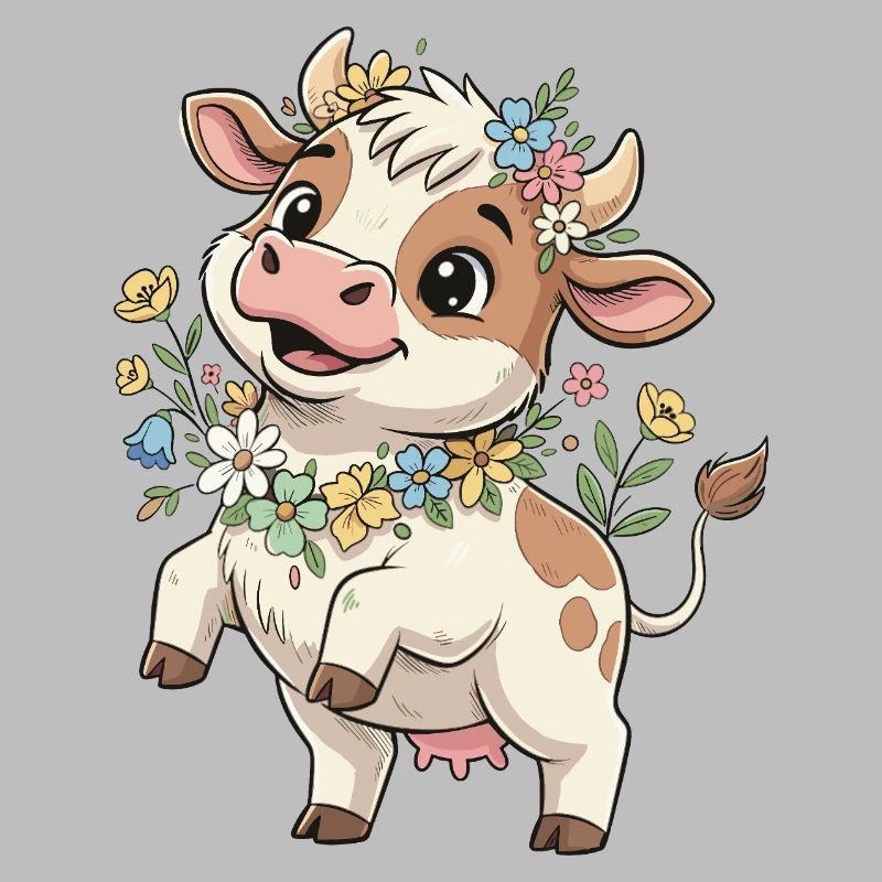Vache avec une couronne de fleurs