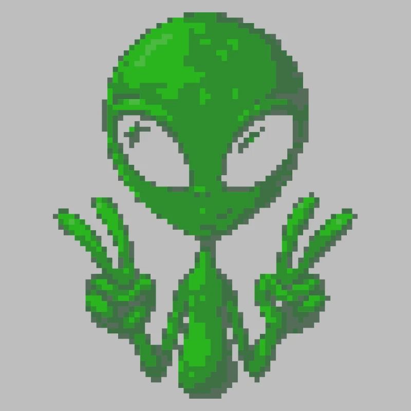 Pixel Alien Friedenszeichen