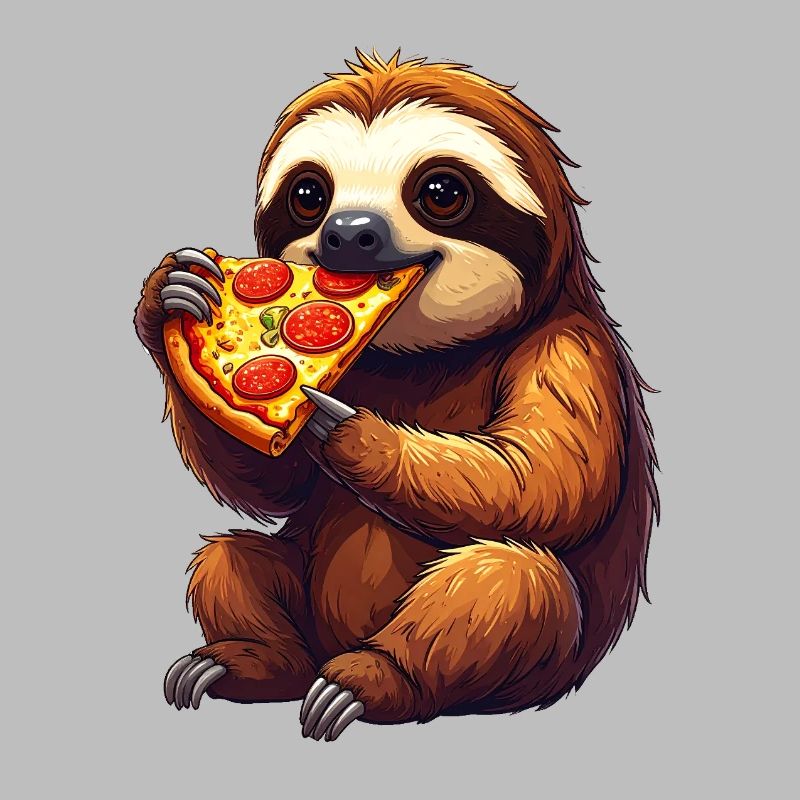 Faultier mit Pizza