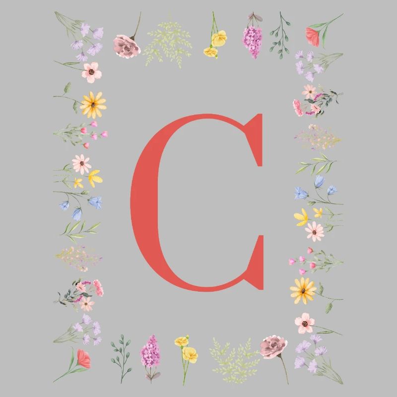 Florale Initialen "C", Buchstaben Monogramm 
