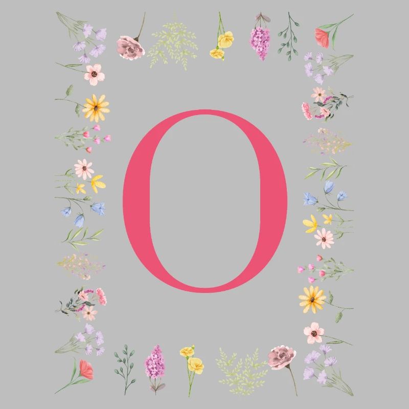 Florale Initialen "O", Buchstaben Monogramm 