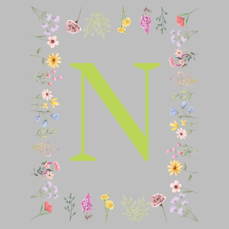Initiales florales « N », Lettres monogrammes