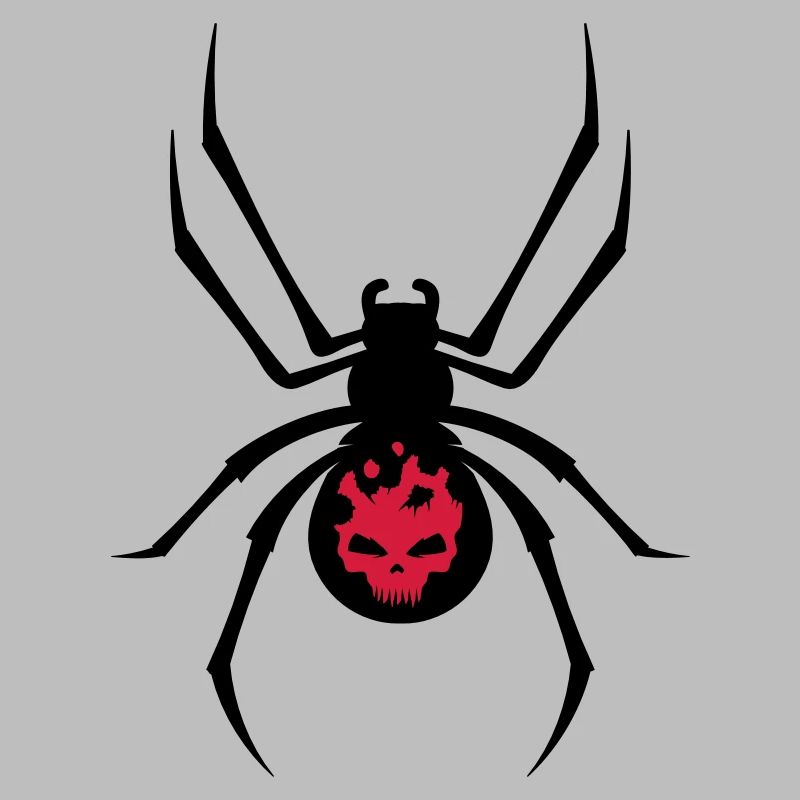 Schwarze Spinne mit Skull Muster