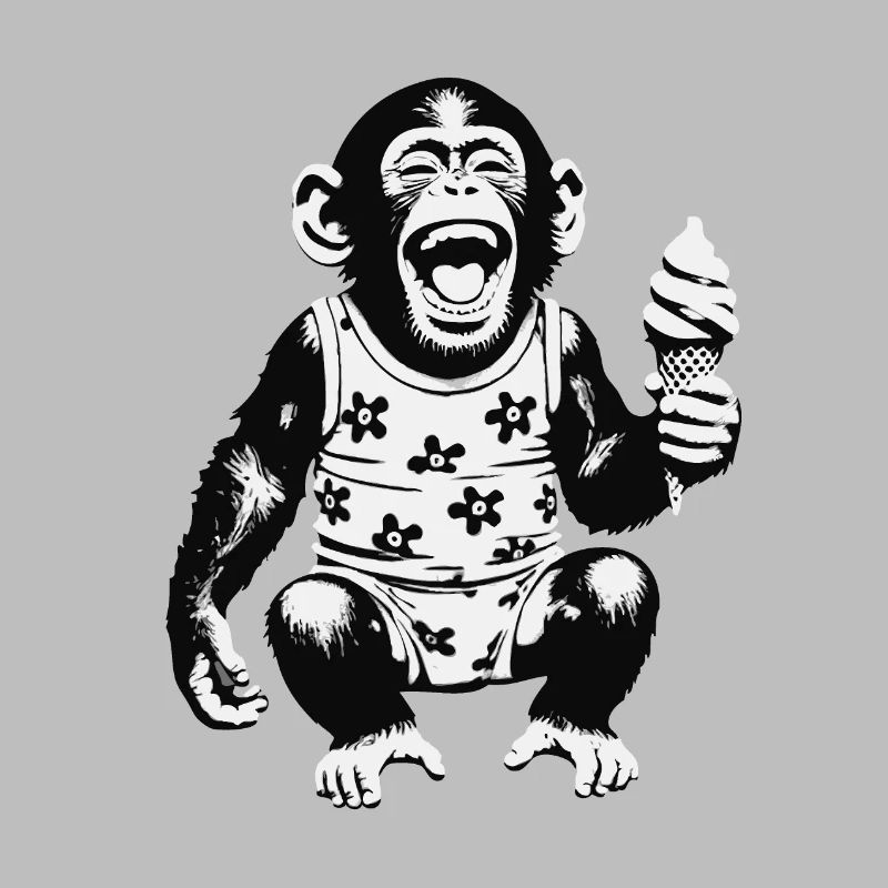 Lachendes Äffchen mit Eis