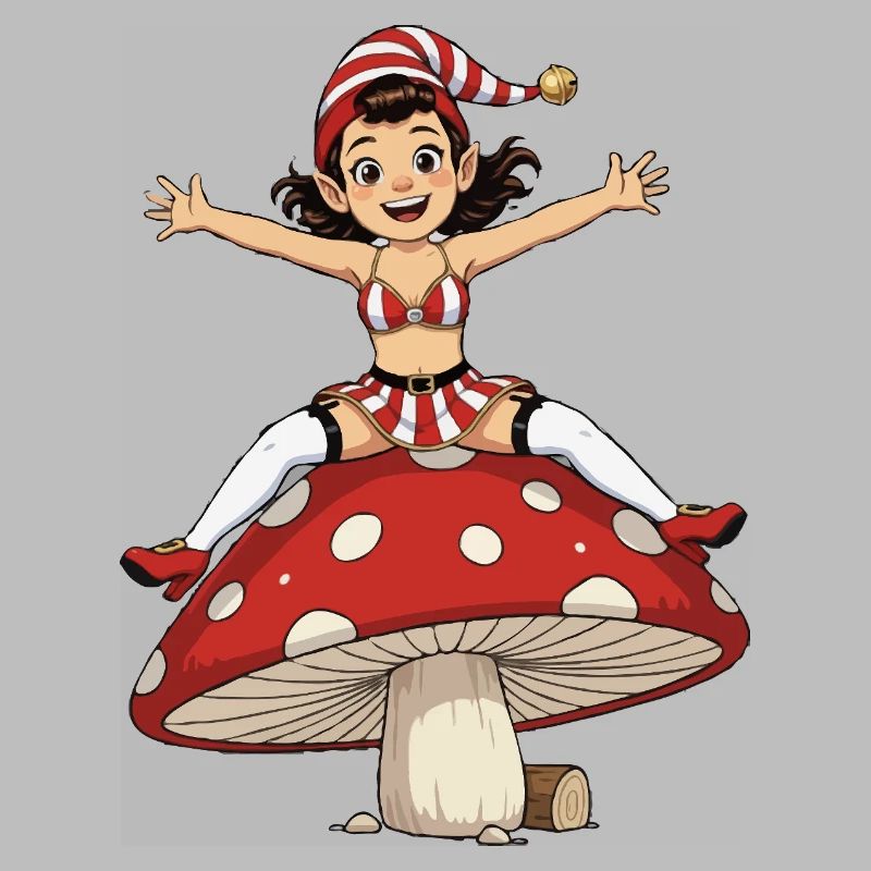 Fille lutin sous champignon
