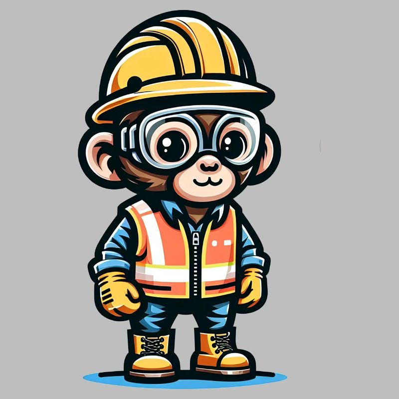 Mignon singe ouvrier de la construction