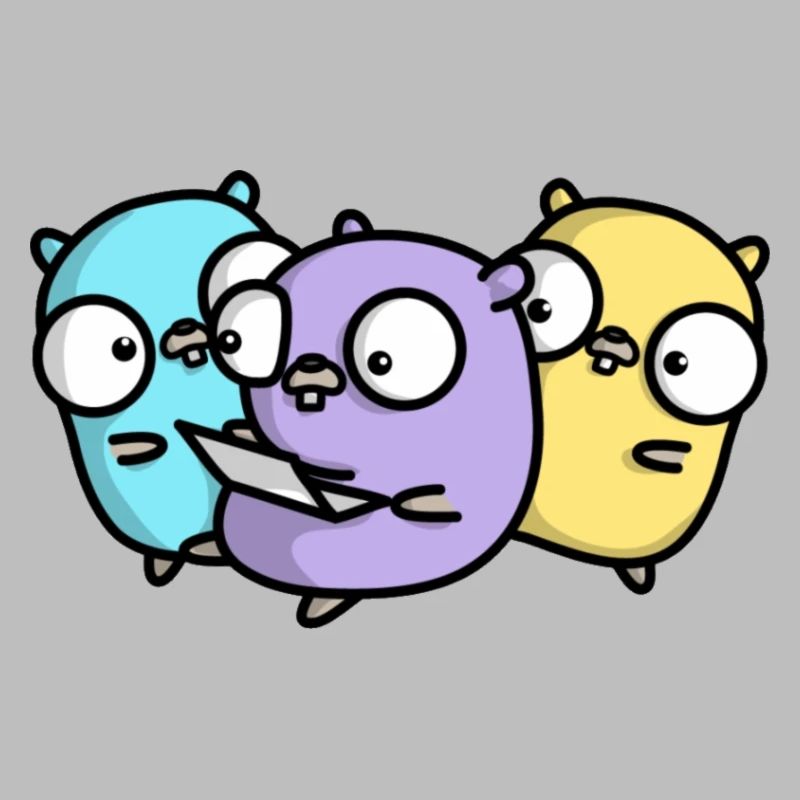 Drei niedliche Gopher beim Pair Programming