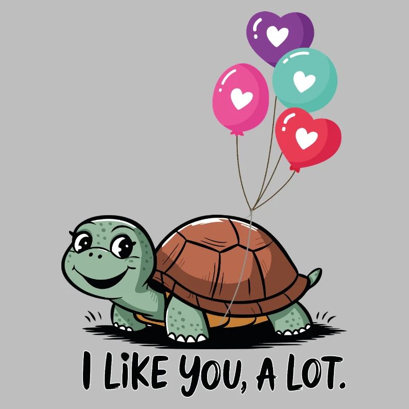 Turtle with Heart Balloons
